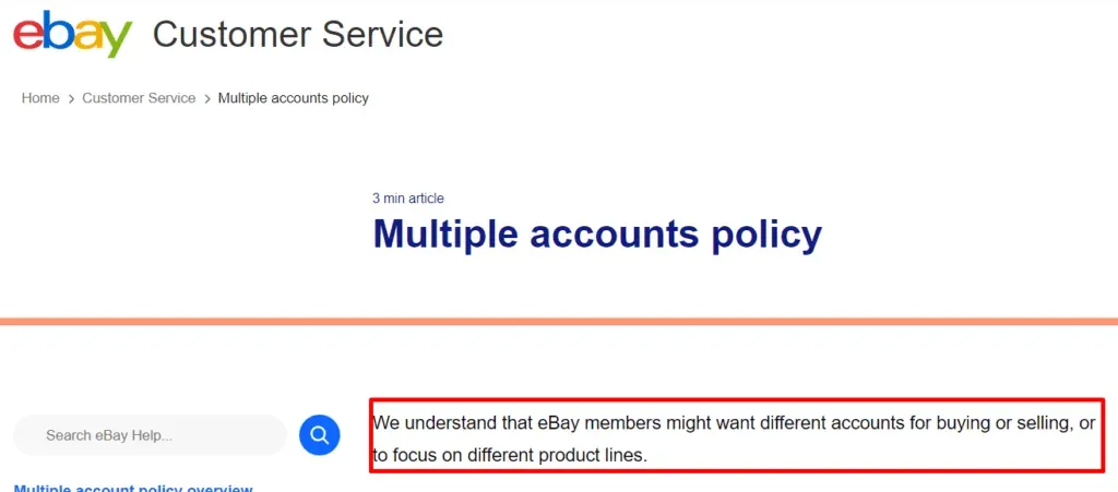 eBay's Policy on Using Multiple Seller Accounts